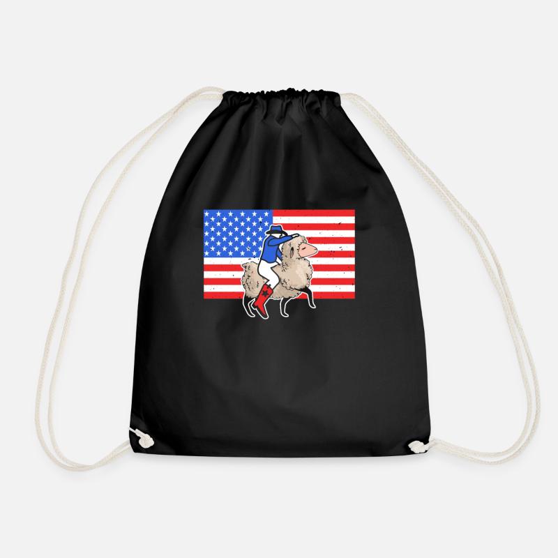 Mutton Buster USA Flagge Schafs Reiter - Turnbeutel - Schwarz