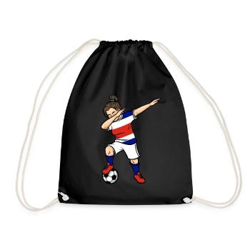 Dabbing Soccer Player Girls Costa Rica Soccer - Drawstring Bag - black - Front