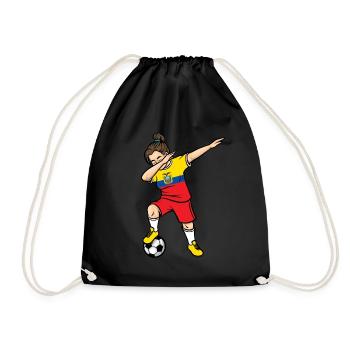 Dabbing Soccer Player Girls Ecuador Soccer - Drawstring Bag - black - Front