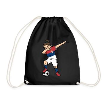 Dabbing Soccer Player Girls Serbia Soccer - Drawstring Bag - black - Front