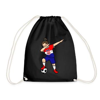 Dabbing Fußballspieler Mädchen Kroatien Fußball - Turnbeutel - Schwarz - Vorne