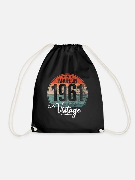Vintage Made in 1961 Geburtsjahr 1961 Geburtstag - Turnbeutel - Schwarz