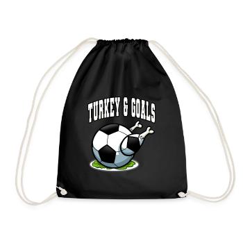 Thanksgiving Fußball Türkei und Tore - Turnbeutel - Schwarz - Vorne