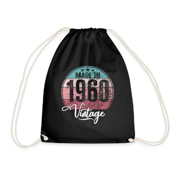 Vintage Made in 1960 Geburtsjahr 1960 Geburtstag - Turnbeutel - Schwarz - Vorne
