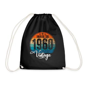 Vintage Made in 1960 Geburtsjahr 1960 Geburtstag - Turnbeutel - Schwarz - Vorne