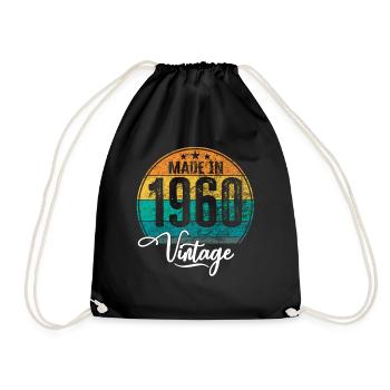Vintage Made in 1960 Geburtsjahr 1960 Geburtstag - Turnbeutel - Schwarz - Vorne