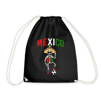 Skeleton Boy Men Mexico Soccer Player - Drawstring Bag - black - Front