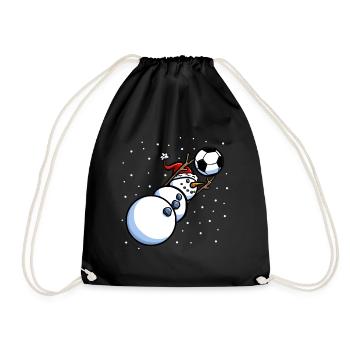 Goalkeeper Snwoman Men Boys Soccer Christmas - Drawstring Bag - black - Front