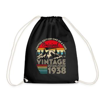 Original vintage established in 1938 anniversary - Drawstring Bag - black - Front