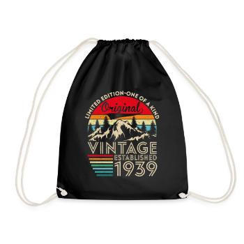 Original vintage established in 1939 anniversary - Drawstring Bag - black - Front