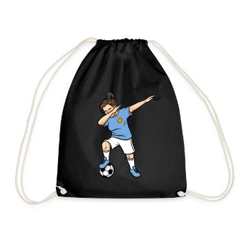 Dabbing Soccer Player Girls Uruguay Soccer - Drawstring Bag - black - Front