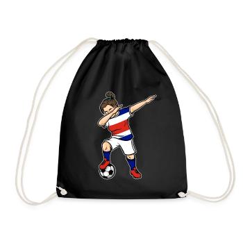 Dabbing Soccer Player Girls Costa Rica Soccer - Drawstring Bag - black - Front