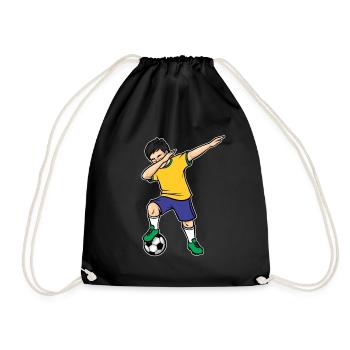 Dabbing Football Player Boy Brazil Football - Drawstring Bag - black - Front