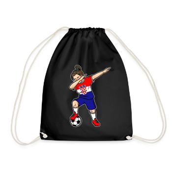 Dabbing Fußballspieler Mädchen Kroatien Fußball - Turnbeutel - Schwarz - Vorne