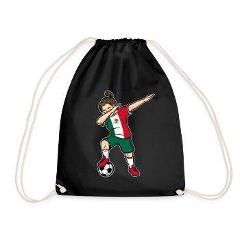 Dabbing Fußballspieler Mädchen Mexiko Fußball - Turnbeutel - Schwarz - Vorne