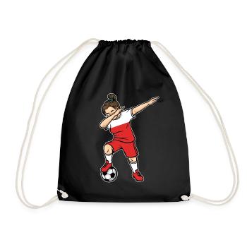 Dabbing Soccer Player Girls Poland Soccer - Drawstring Bag - black - Front