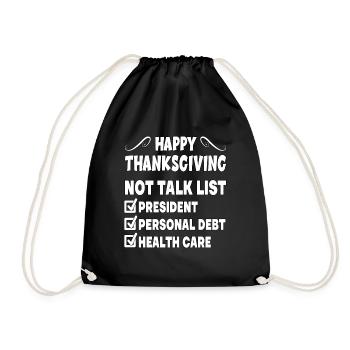 Happy Thanksgiving Not Talk List Erntedankfest - Turnbeutel - Schwarz - Vorne