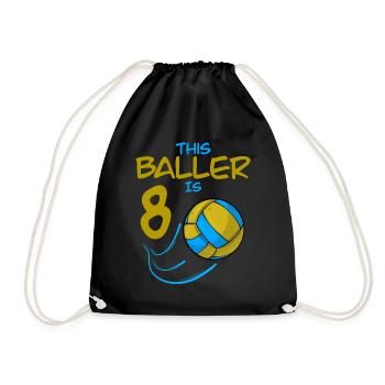 Volleyballspieler Baller ist 8 Volleyball Geburtstag - Turnbeutel - Schwarz - Vorne