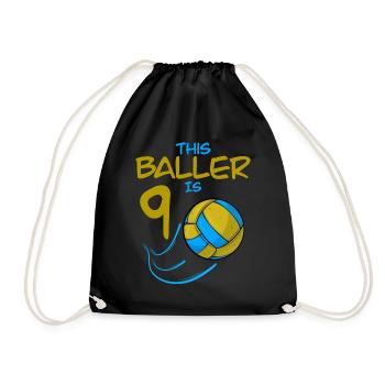 Volleyballspieler Baller ist 9 Volleyball Geburtstag - Turnbeutel - Schwarz - Vorne