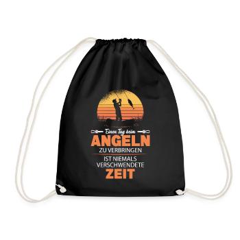 Tag Beim Angeln Keine Verschwende Zeit Hobbyangler - Turnbeutel - Schwarz - Vorne