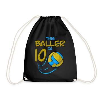 Volleyballspieler Baller ist 10 Volleyball Geburtstag - Turnbeutel - Schwarz - Vorne