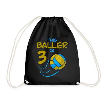Volleyballspieler Baller ist 3 Volleyball Geburtstag - Turnbeutel - Schwarz - Vorne