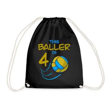 Volleyballspieler Baller ist 4 Volleyball Geburtstag - Turnbeutel - Schwarz - Vorne