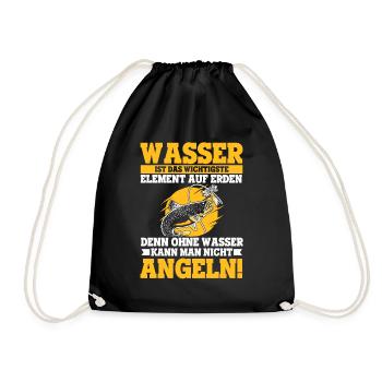 Angeln Angler Wasser Wichtigste Element Ohne Nicht - Turnbeutel - Schwarz - Vorne