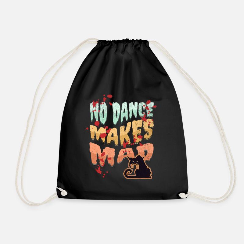 No Dance, Dance Design, Bad Cat, Cartoon Style - Drawstring Bag - black