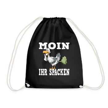 MOIN IHR SPACKEN für einen Möwen Spruch - Turnbeutel - Schwarz - Vorne