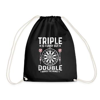 Play Darts Triple Is Funny Double Makes Money - Drawstring Bag - black - Front