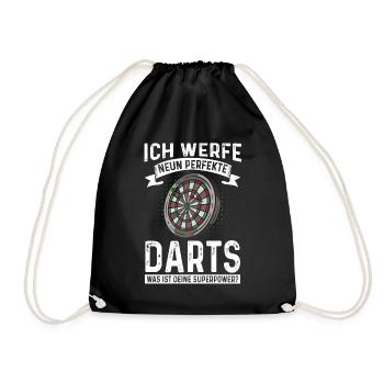 Dart Dartspieler 9 Perfekte Darts Deine Superpower - Turnbeutel - Schwarz - Vorne