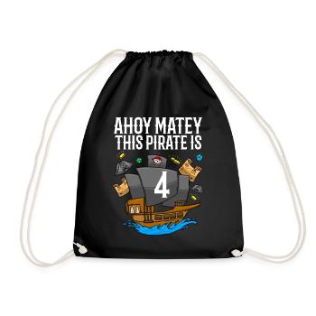 Ahoy Matey This Pirate Is 4th Pirate Birthday - Drawstring Bag - black - Front