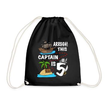 Arrggh! Ce capitaine est 5 anniversaire de pirate - Sac de sport léger - noir - Devant