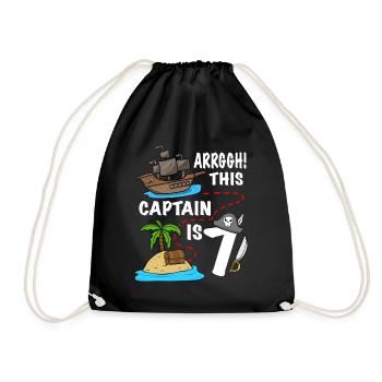 Arrggh! Ce capitaine a 7 ans d’anniversaire de pirate - Sac de sport léger - noir - Devant
