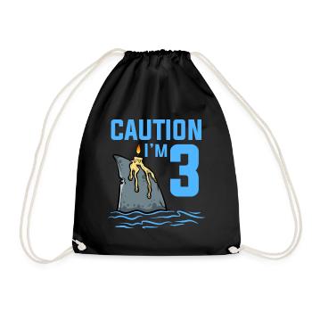 Sea Animals Birthday Kids Shark 3rd Birthday - Drawstring Bag - black - Front