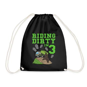 Garbage Truck Birthday Kids Boy 3rd Birthday Party - Drawstring Bag - black - Front