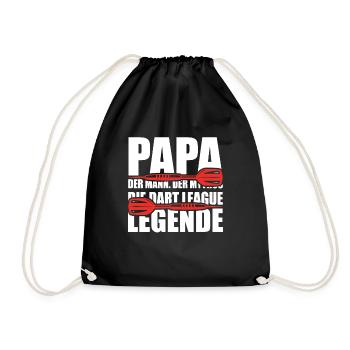Papa Mann Mythos Dart Legende Dartspieler Vater - Turnbeutel - Schwarz - Vorne