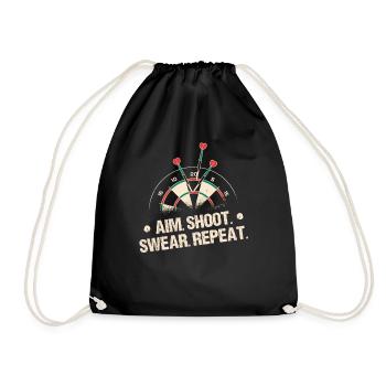 Aim Shoot Swear Repeat Darts Player Dartboard - Drawstring Bag - black - Front