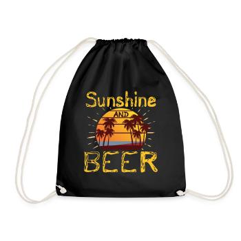 Cadeaux d’été Palmiers tropicaux Soleil et Bière - Sac de sport léger - noir - Devant