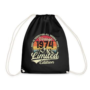 Vintage Birthday Gift 1974 Limited Edition - Drawstring Bag - black - Front