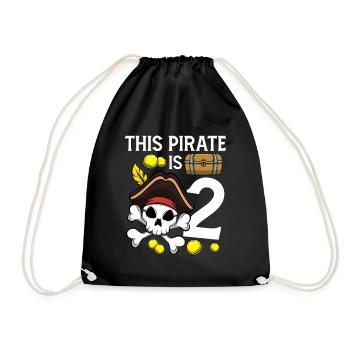 Skeleton This Pirate Is 2nd Pirate Birthday - Drawstring Bag - black - Front