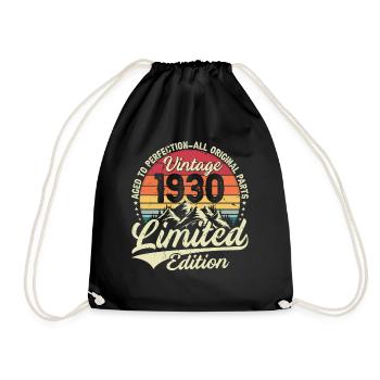 Vintage 1930 Birthday Gift Limited Edition - Drawstring Bag - black - Front