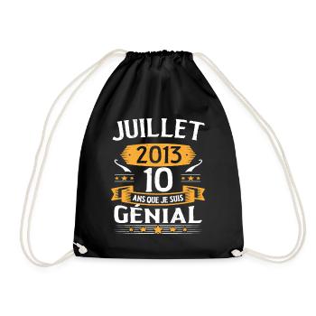 July 2013 10 years that I am awesome gift - Drawstring Bag - black - Front
