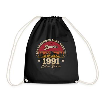 The legends were born in January 1991 - Drawstring Bag - black - Front