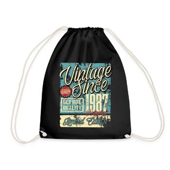 1987 Birthday vintage Retro Legend - Drawstring Bag - black - Front