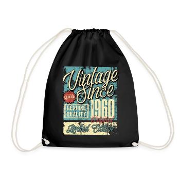 1960 Birthday vintage retro legend - Drawstring Bag - black - Front