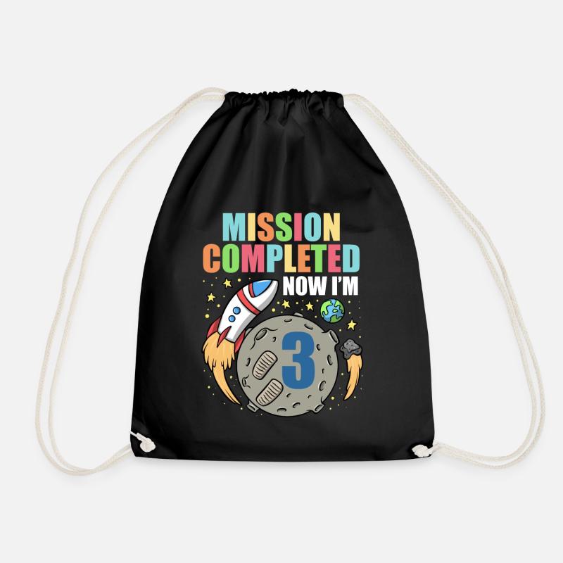 Space Birthday 3 Astronaute Planètes Rocket Ship - Sac de sport léger - noir
