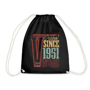 1951 Geburtstag Geburtsjahr Baujahr Vintage Retro - Turnbeutel - Schwarz - Vorne