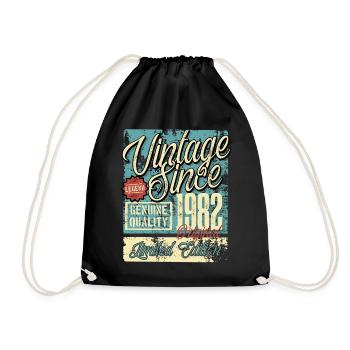 1982 Birthday vintage Retro Legend - Drawstring Bag - black - Front